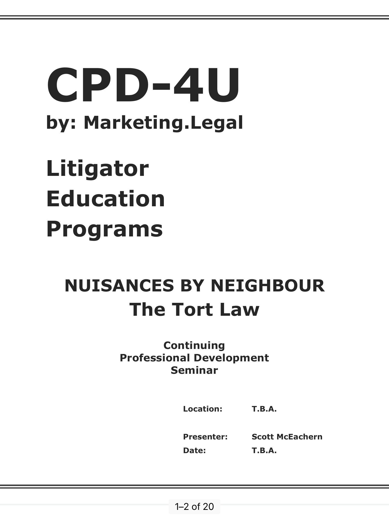 Nuisances by Neighbour Continuing Professional Development (CPD)